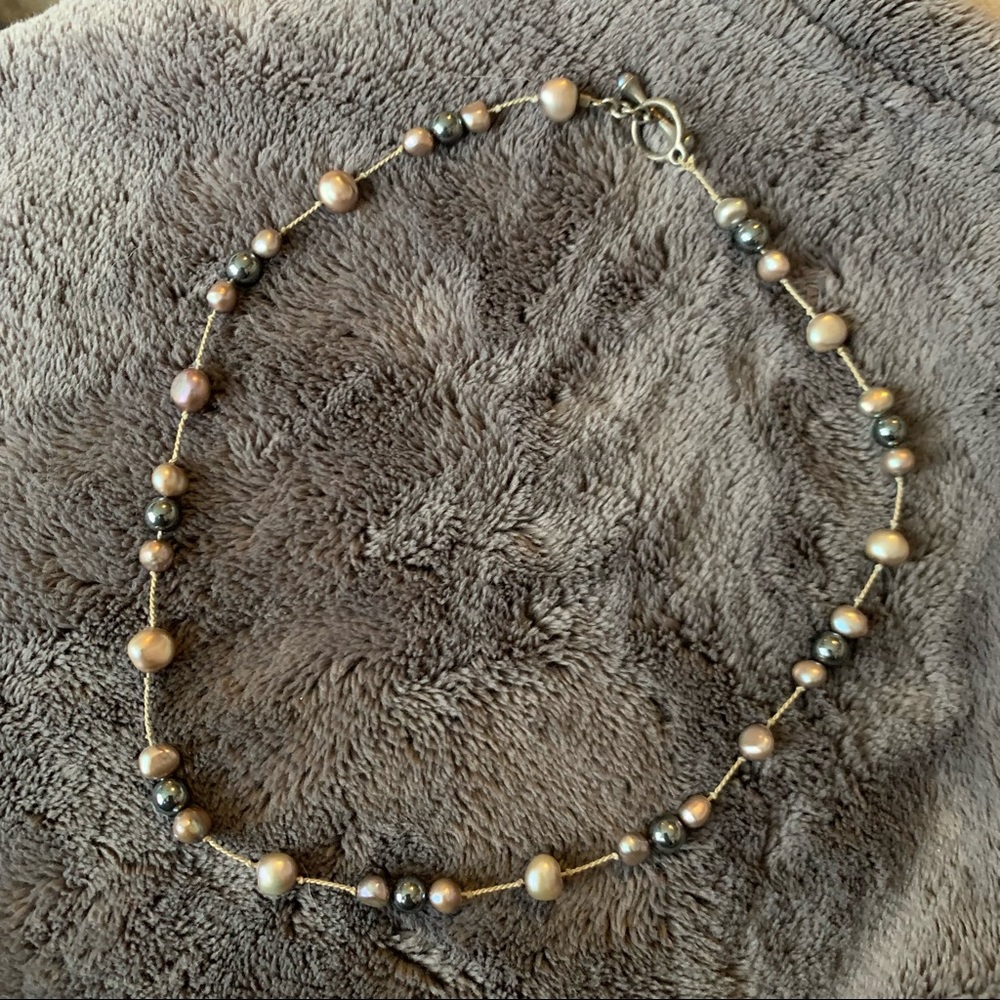 Pearl Necklace - Black and Silver